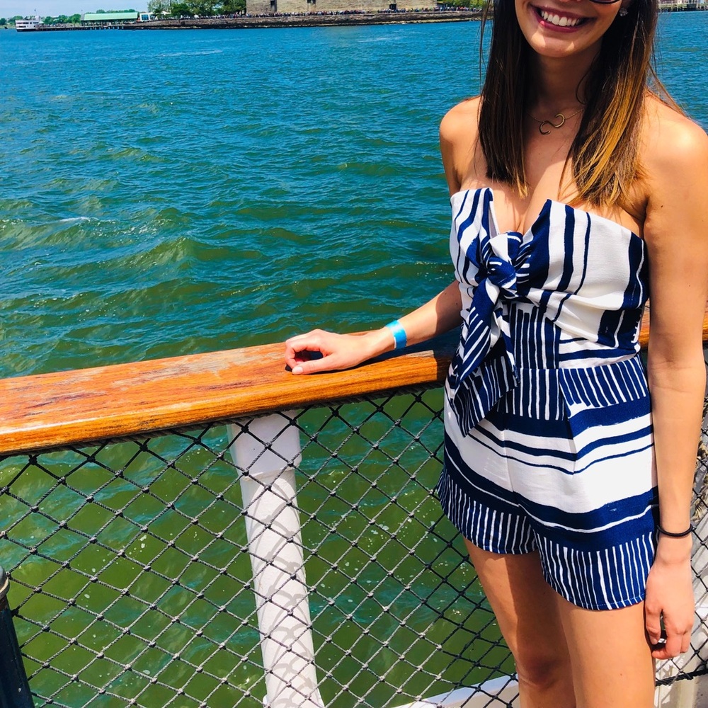 LULU’S BLUE & WHITE ROMPER